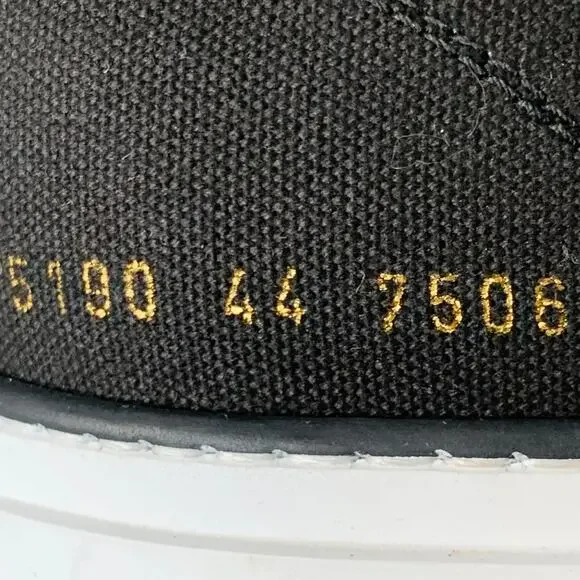 COMMON PROJECTS Size 11 Black White Canvas Lace-Up Sneakers